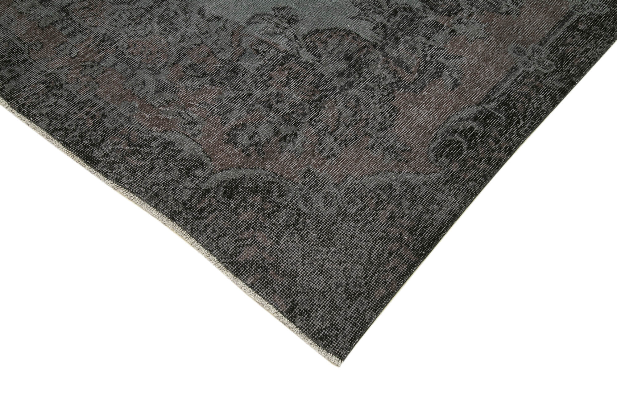 Vintage Wool Area Rug | Turkish Hand Knotted Carpet - Overdyed Black Handmade Rug
