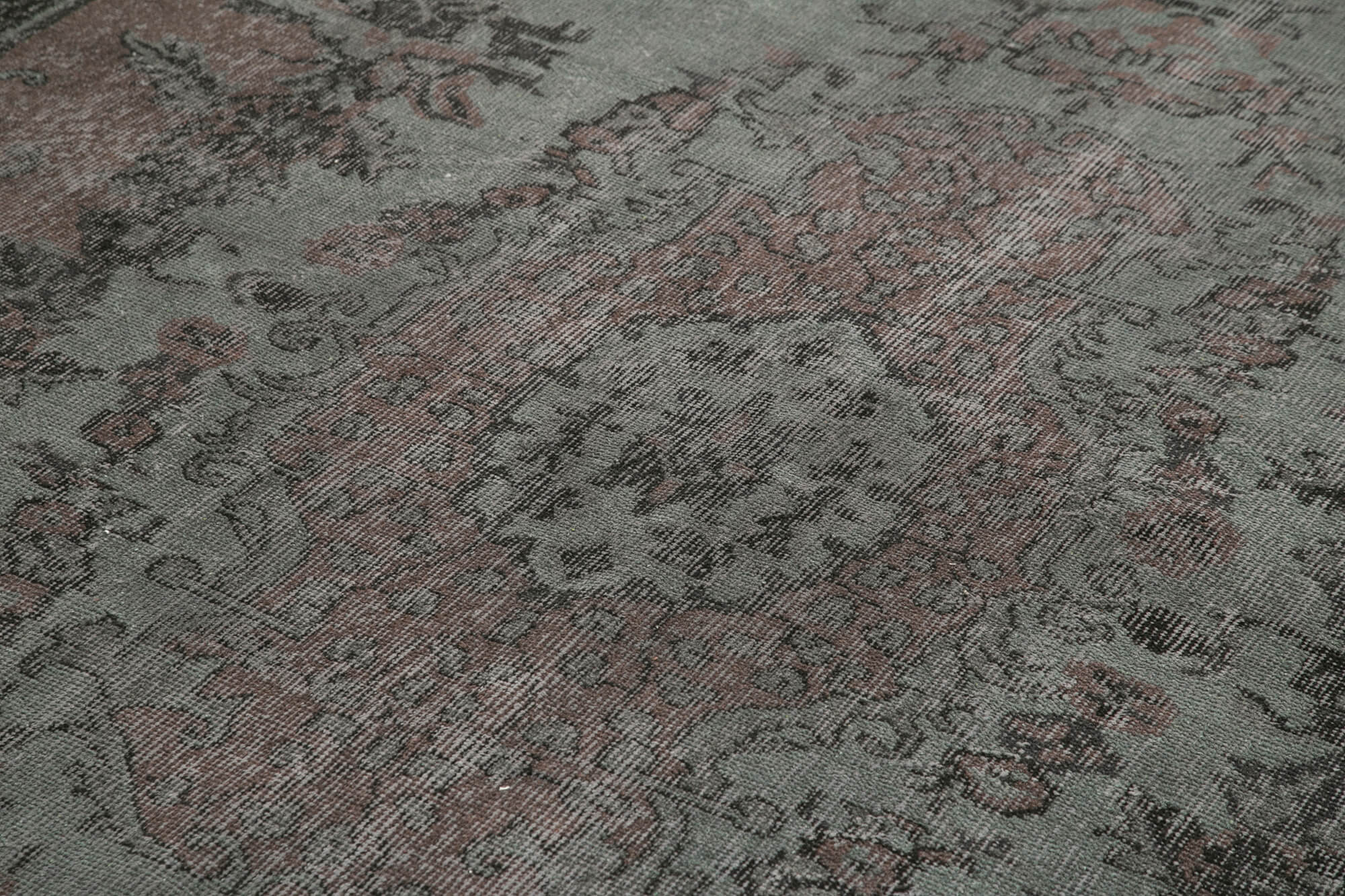 Vintage Wool Area Rug | Turkish Hand Knotted Carpet - Overdyed Black Handmade Rug