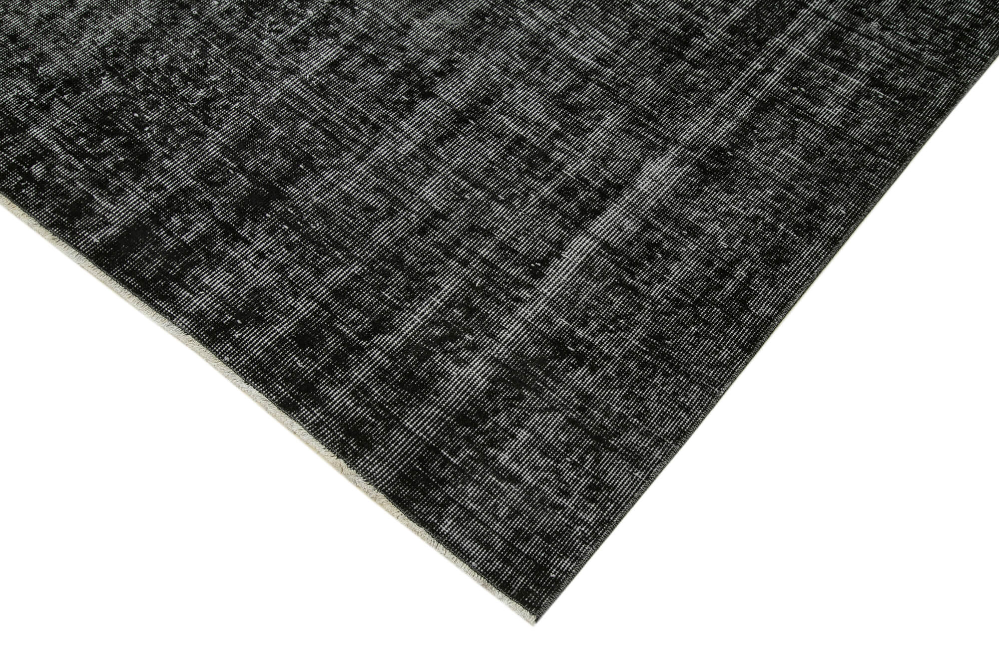 Vintage Handmade Area Rug - Overdyed Black Hand Knotted Cotton Wool Carpet 5'6''x8'9''