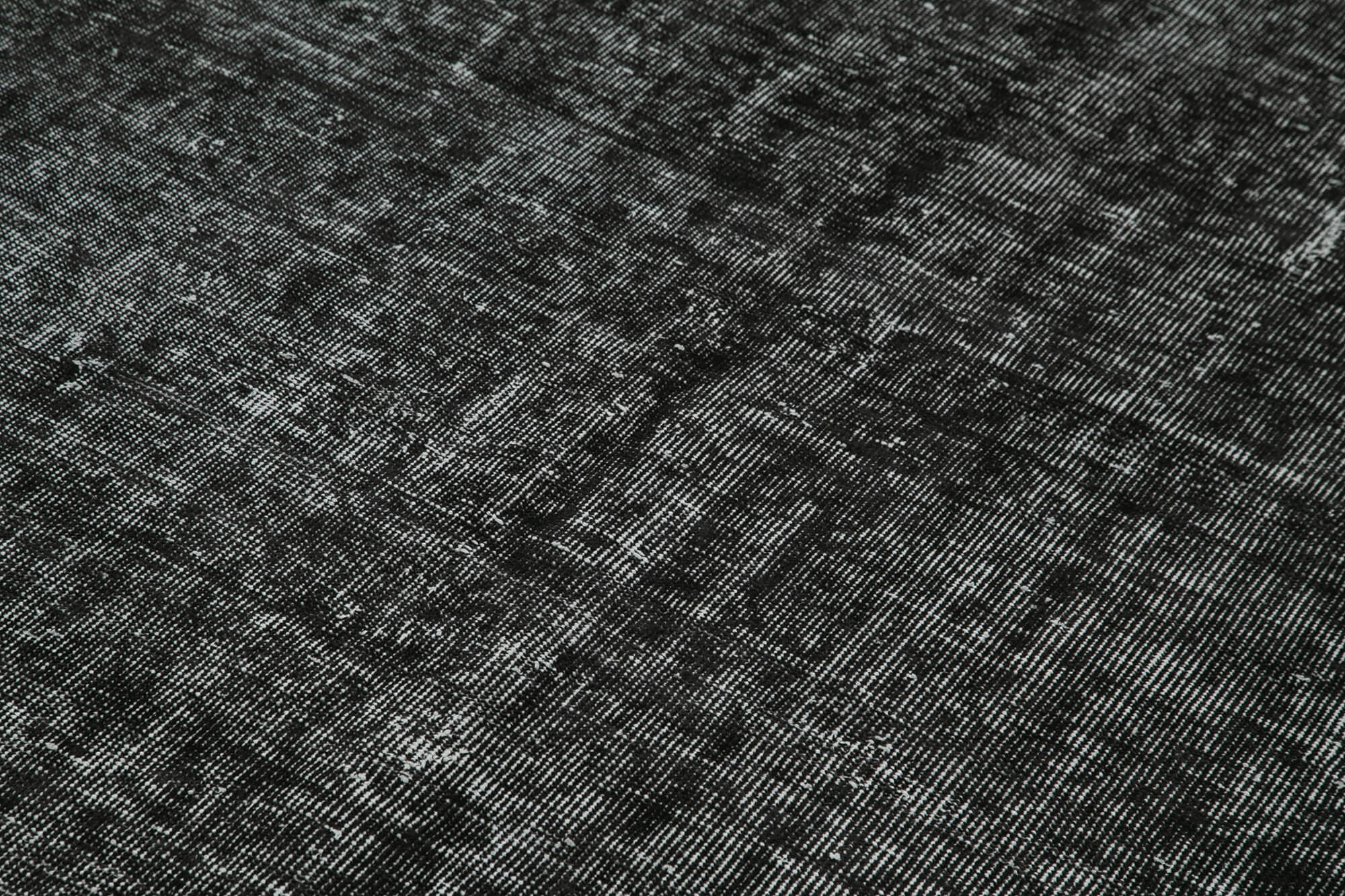 Vintage Handmade Area Rug - Overdyed Black Hand Knotted Cotton Wool Carpet 5'6''x8'9''