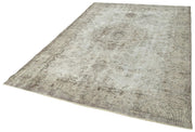 Handmade Vintage Area Rug – Overdyed Wool Rug | Classic Grey Cotton Carpet 6'5''x9'5''
