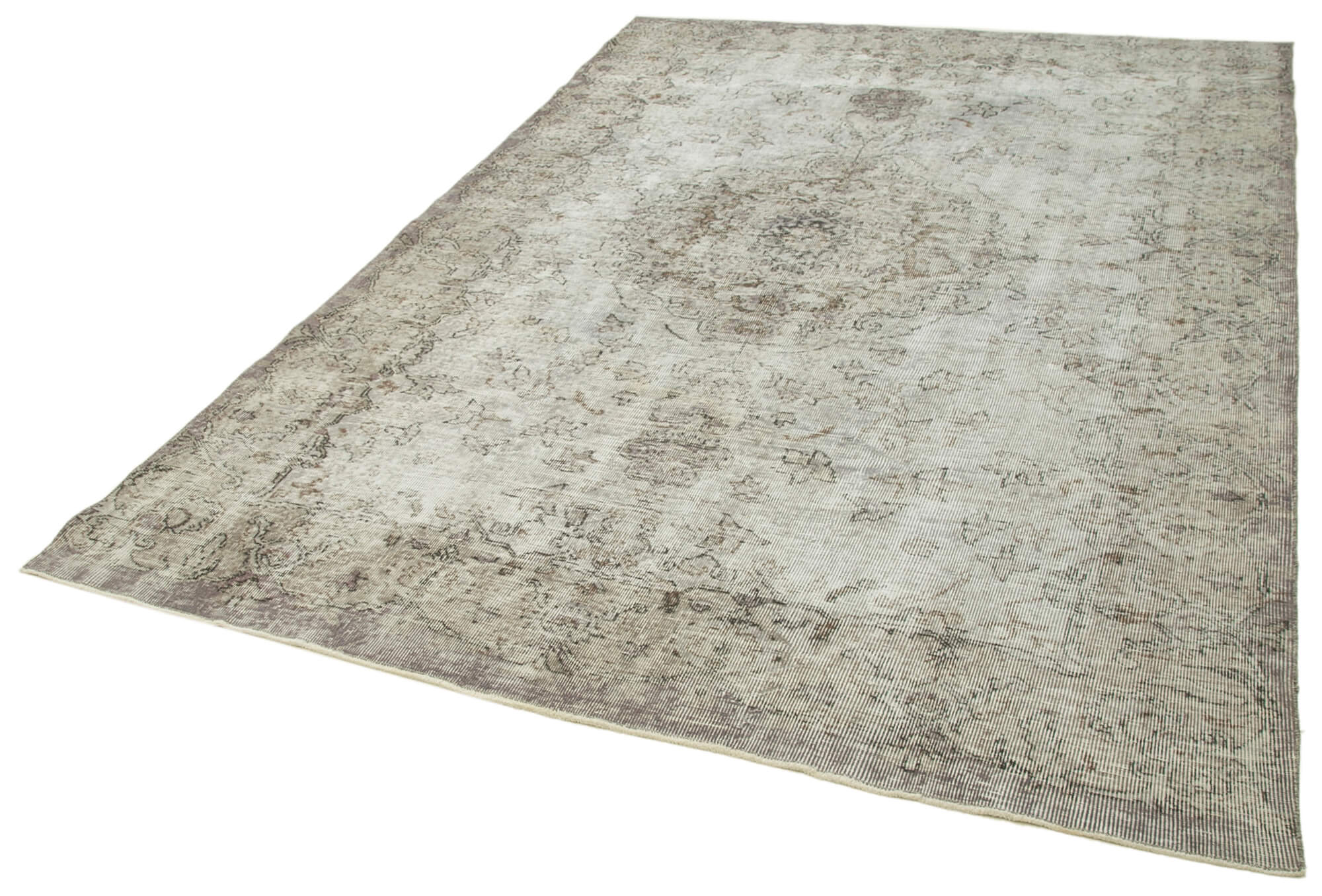 Handmade Vintage Area Rug – Overdyed Wool Rug | Classic Grey Cotton Carpet 6'5''x9'5''