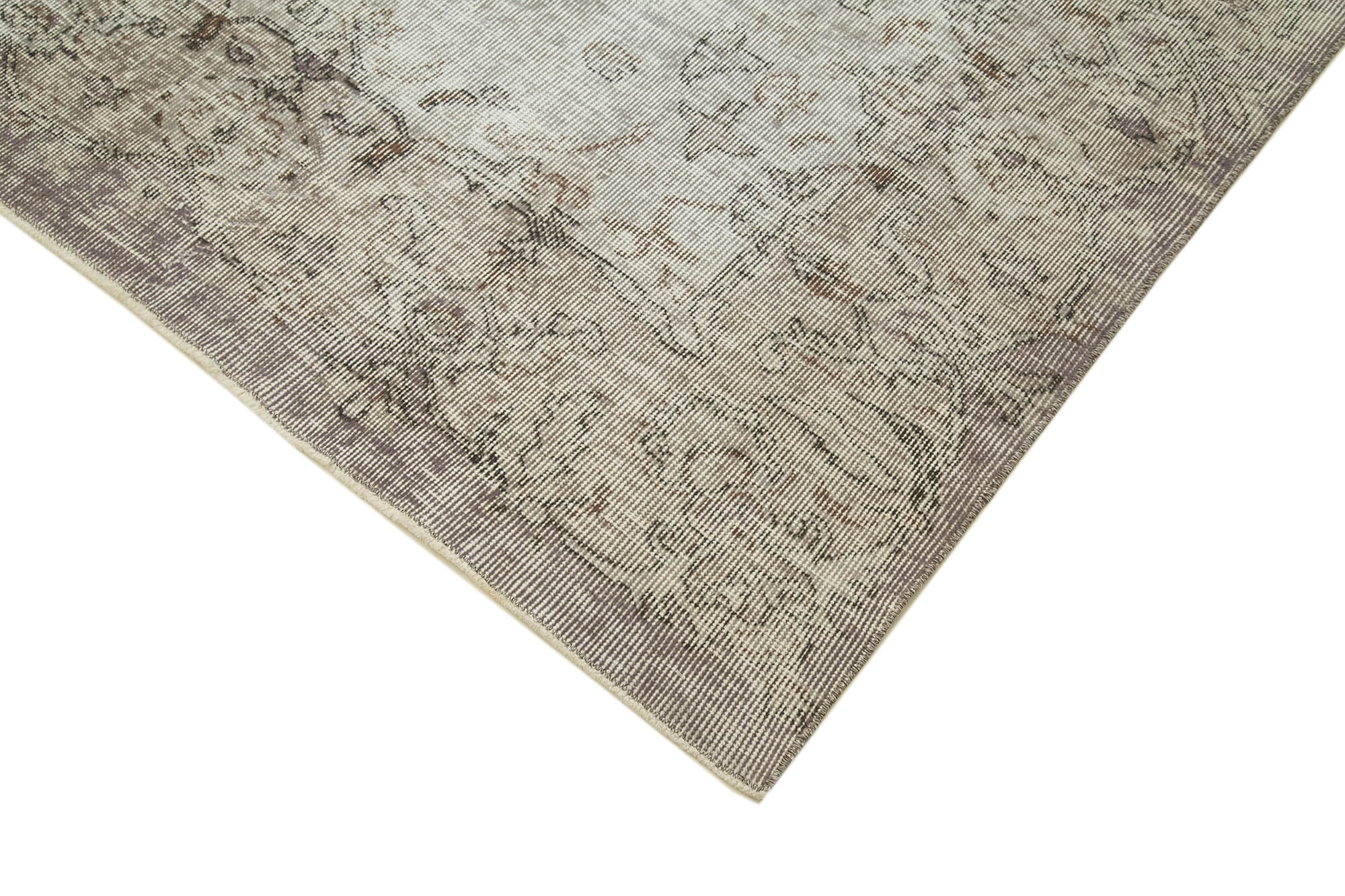 Handmade Vintage Area Rug – Overdyed Wool Rug | Classic Grey Cotton Carpet 6'5''x9'5''