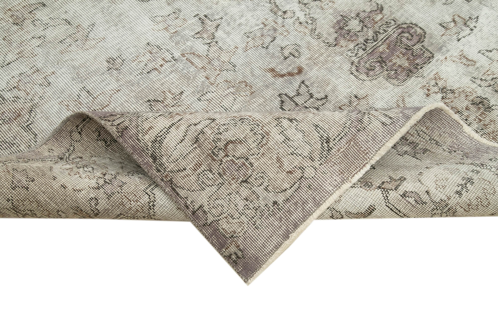Handmade Vintage Area Rug – Overdyed Wool Rug | Classic Grey Cotton Carpet 6'5''x9'5''