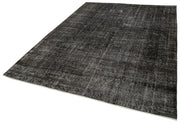 Overdyed Vintage Rug – Handmade Area Rug 6'7'' x 9'2'' | Wool Cotton Blend Black Carpet