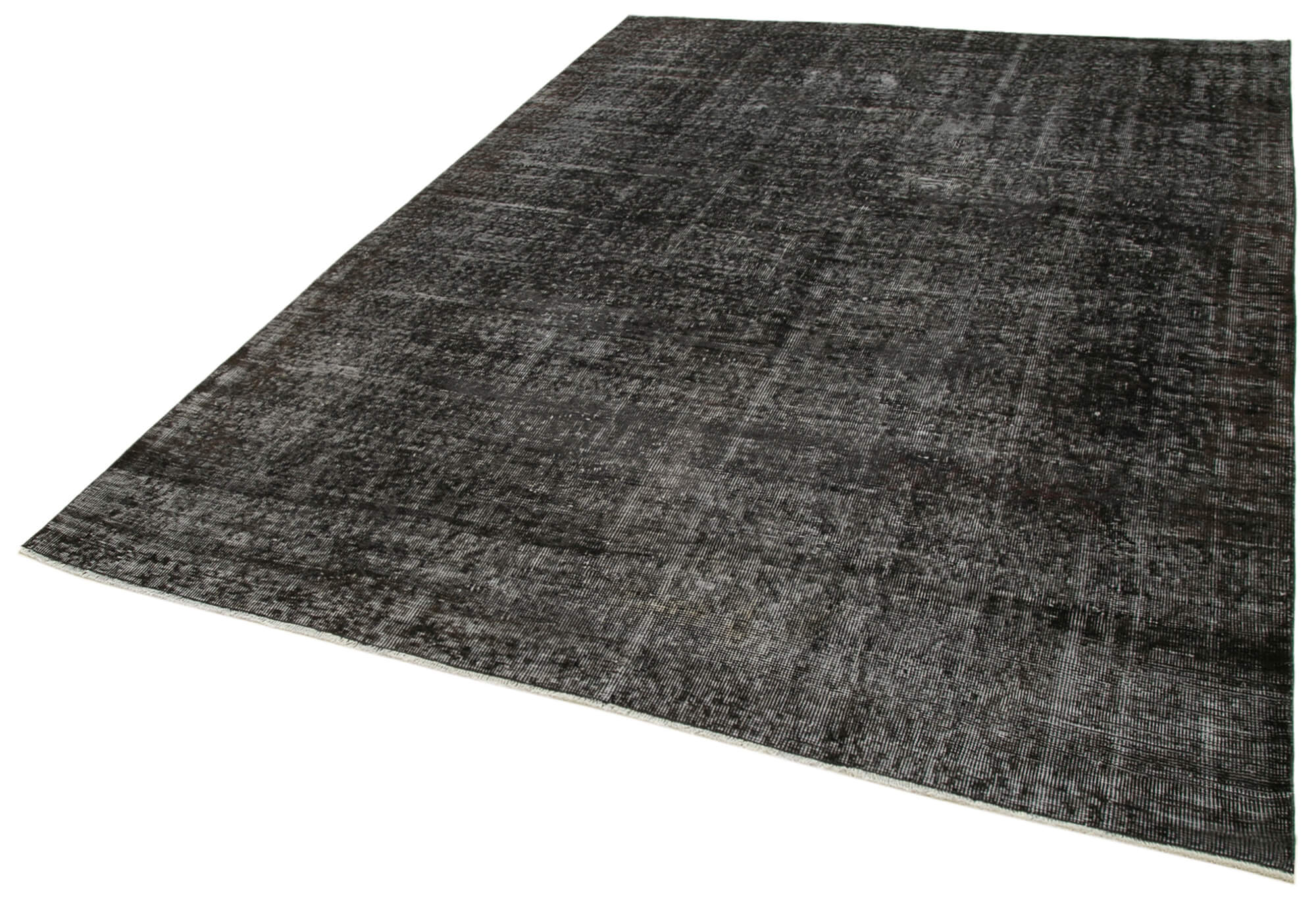 Overdyed Vintage Rug – Handmade Area Rug 6'7'' x 9'2'' | Wool Cotton Blend Black Carpet