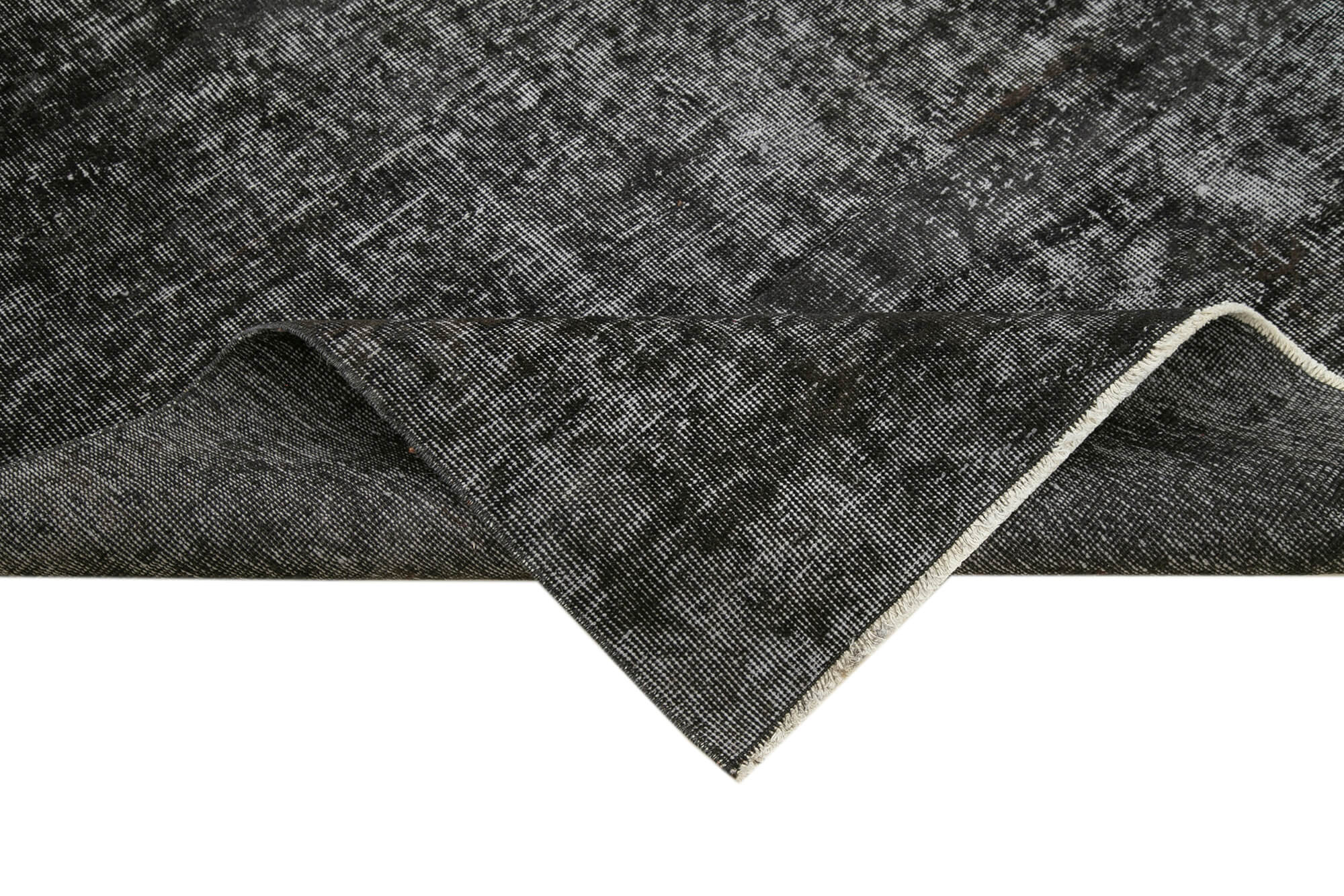 Overdyed Vintage Rug – Handmade Area Rug 6'7'' x 9'2'' | Wool Cotton Blend Black Carpet