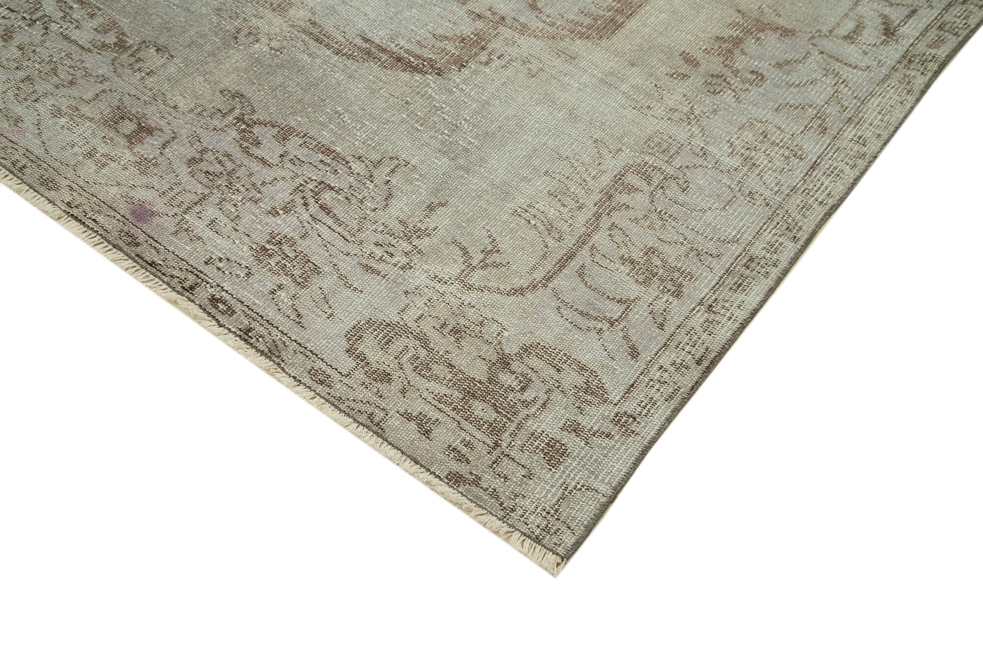 Handmade Vintage Area Rug – Overdyed Wool Rug 5'7''x9'0'' Grey Cotton Wool Carpet