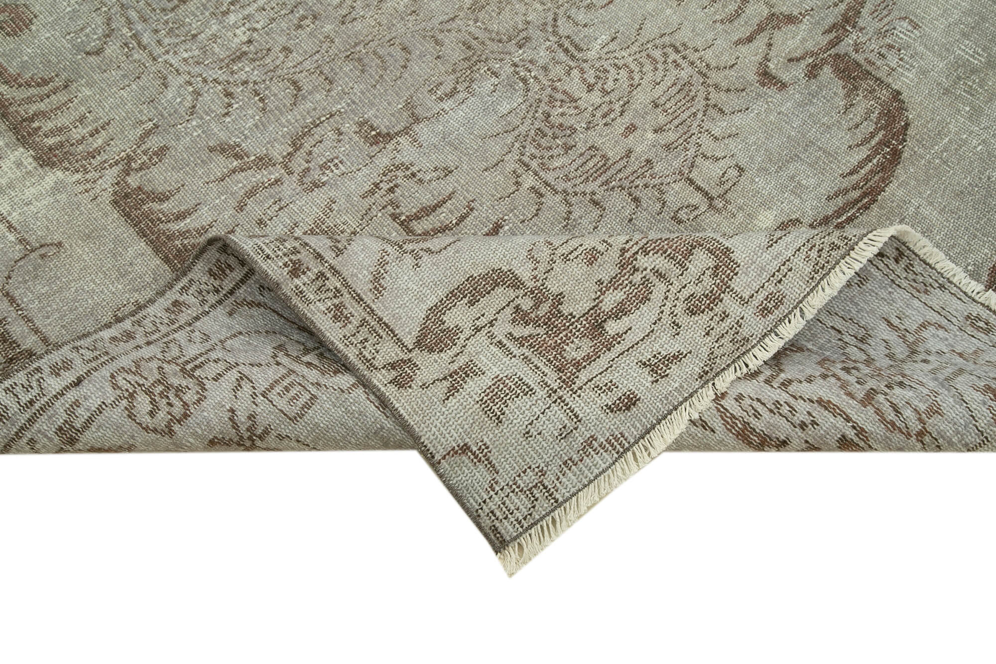 Handmade Vintage Area Rug – Overdyed Wool Rug 5'7''x9'0'' Grey Cotton Wool Carpet
