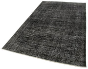 Vintage Handmade Area Rug – Overdyed Black Turkish Rug | Soft Wool & Durable Cotton Weave 4'11"x8'7"