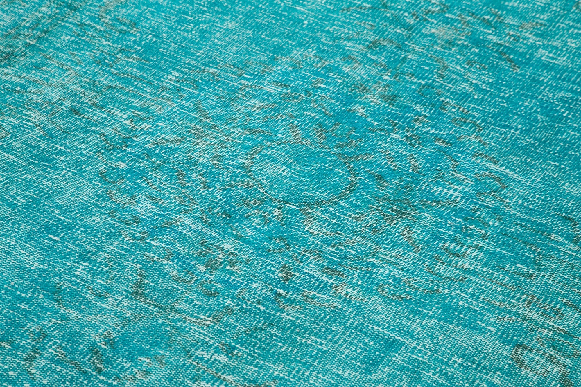 Vintage Turquoise Area Rug – Handmade Wool Rug | Overdyed Cotton Wool Carpet 5'3''x8'8''