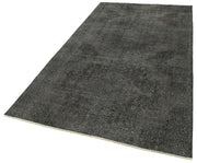 Vintage Handmade Area Rug – Overdyed Black Wool Cotton Blend Rug 4'9" x 9'7"