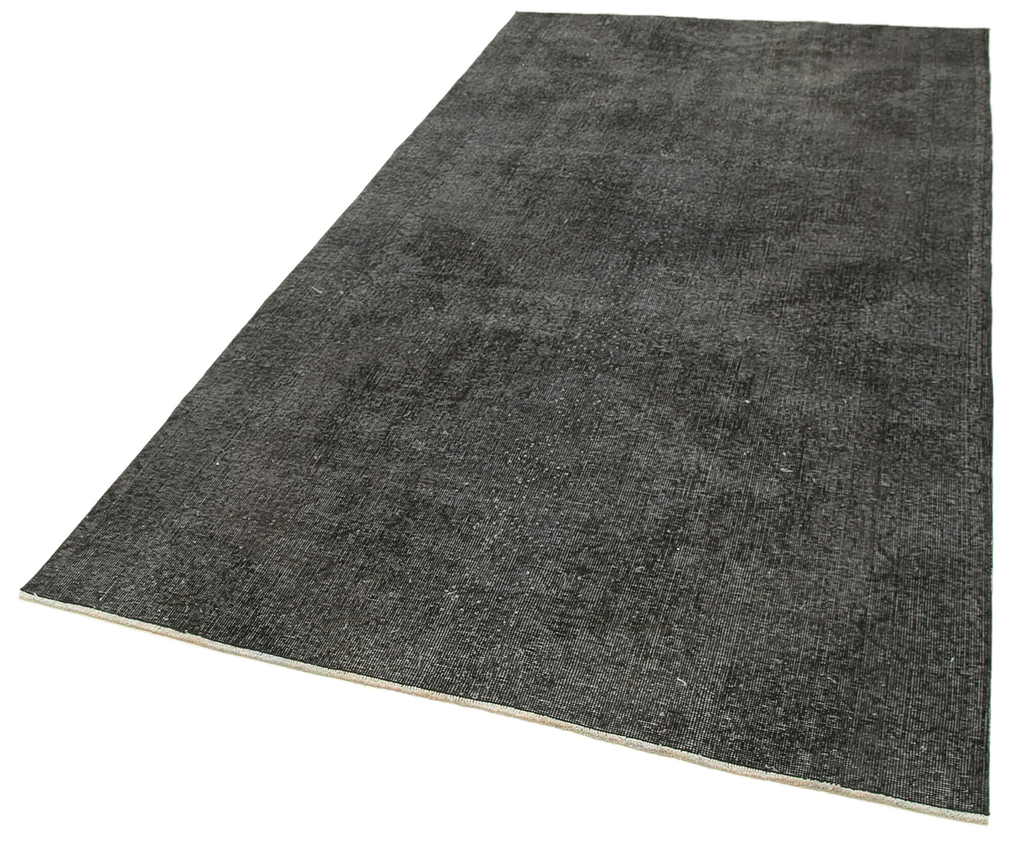 Vintage Handmade Area Rug – Overdyed Black Wool Cotton Blend Rug 4'9" x 9'7"