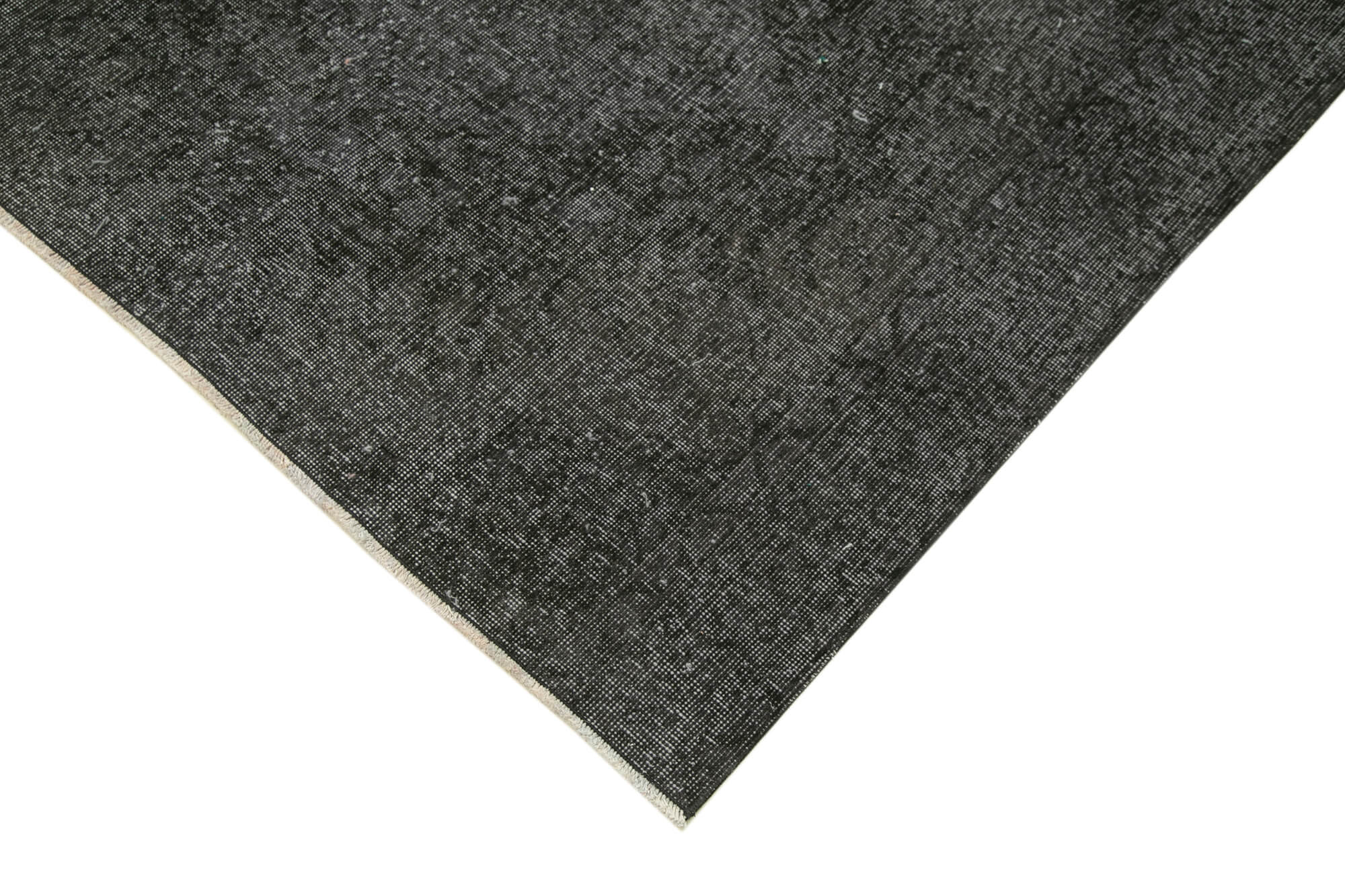 Vintage Handmade Area Rug – Overdyed Black Wool Cotton Blend Rug 4'9" x 9'7"
