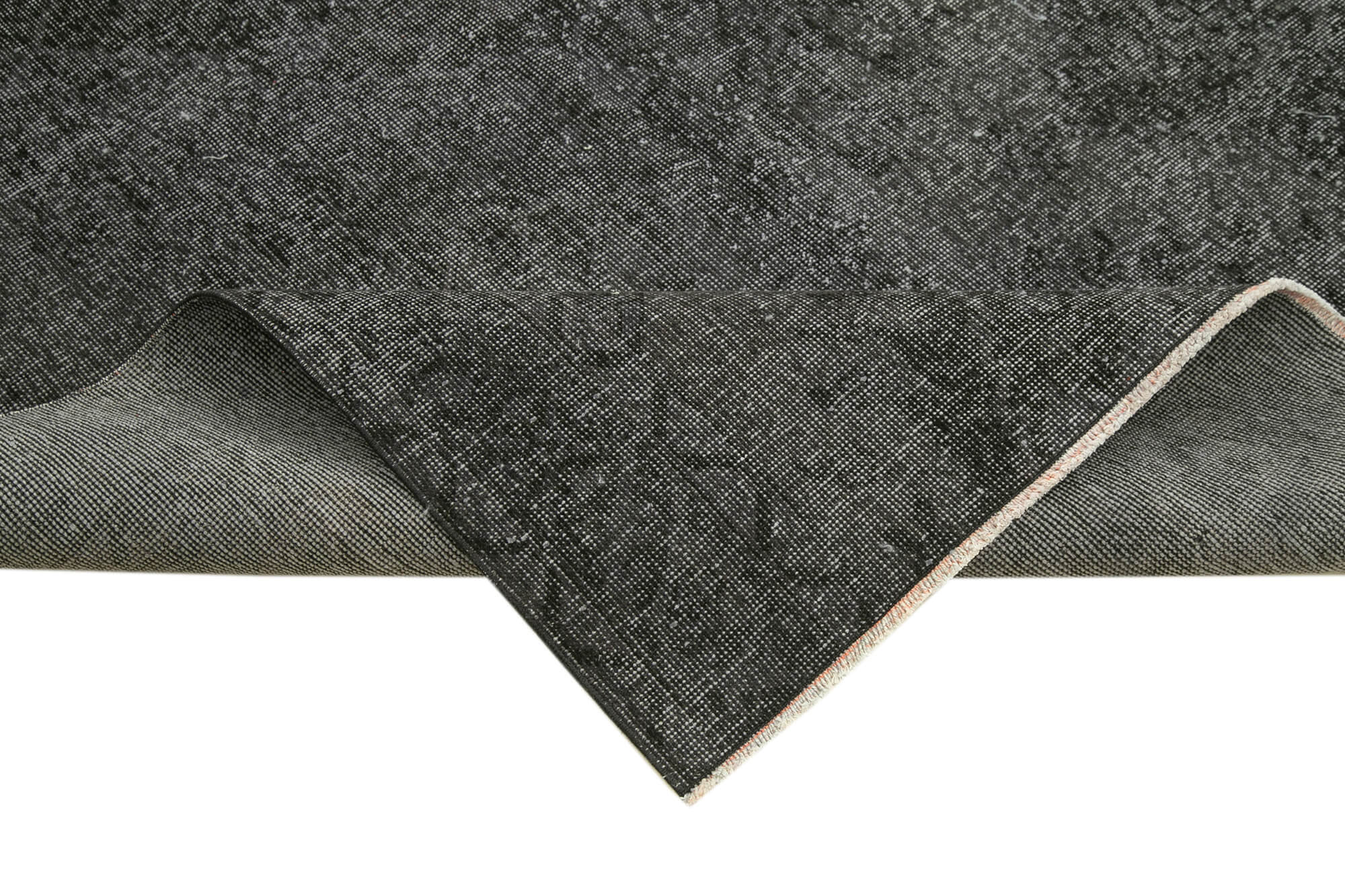 Vintage Handmade Area Rug – Overdyed Black Wool Cotton Blend Rug 4'9" x 9'7"