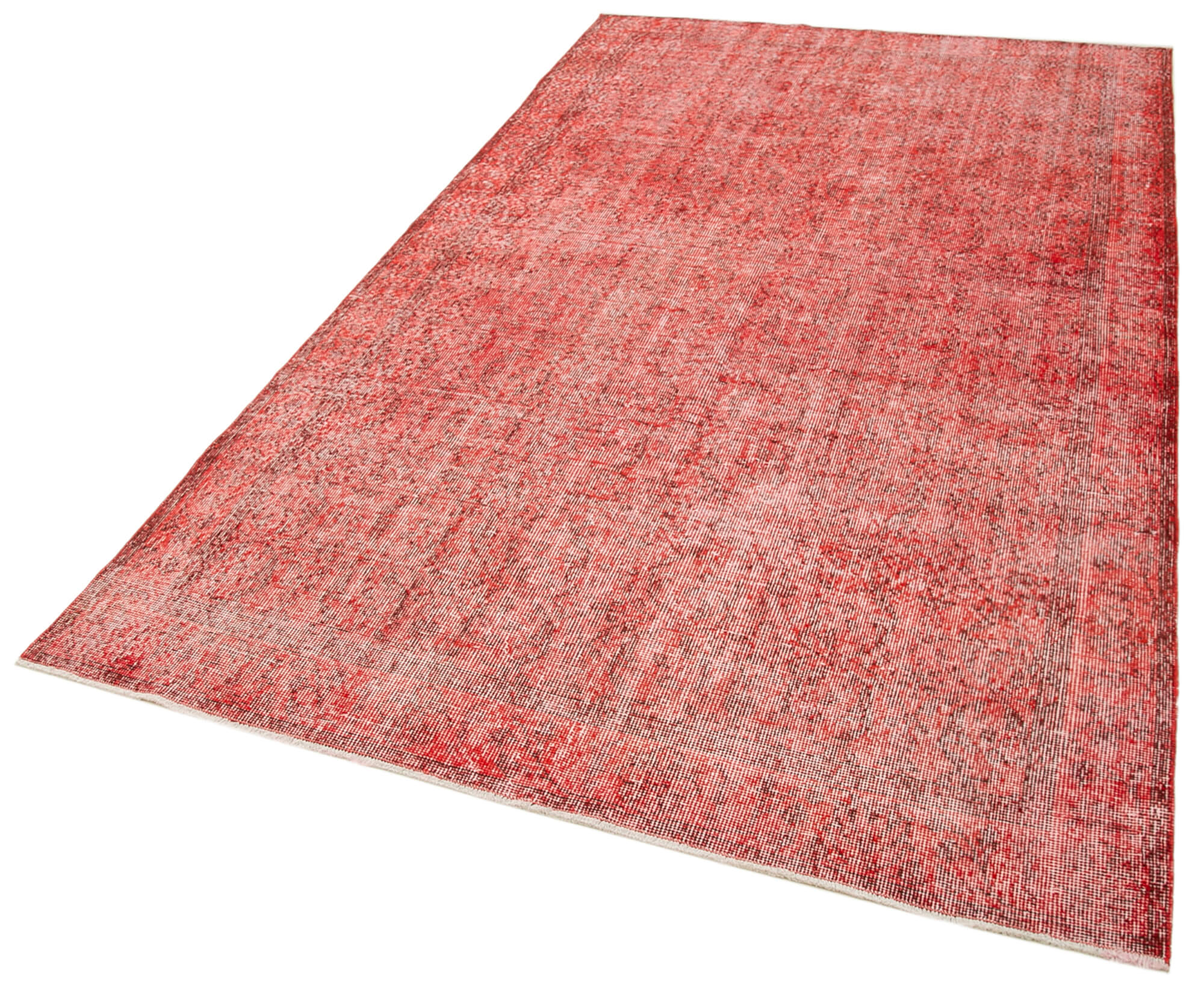 Vintage Area Rug - Handmade Wool Rug Overdyed Red Turkish Carpet 5'0''x8'8''