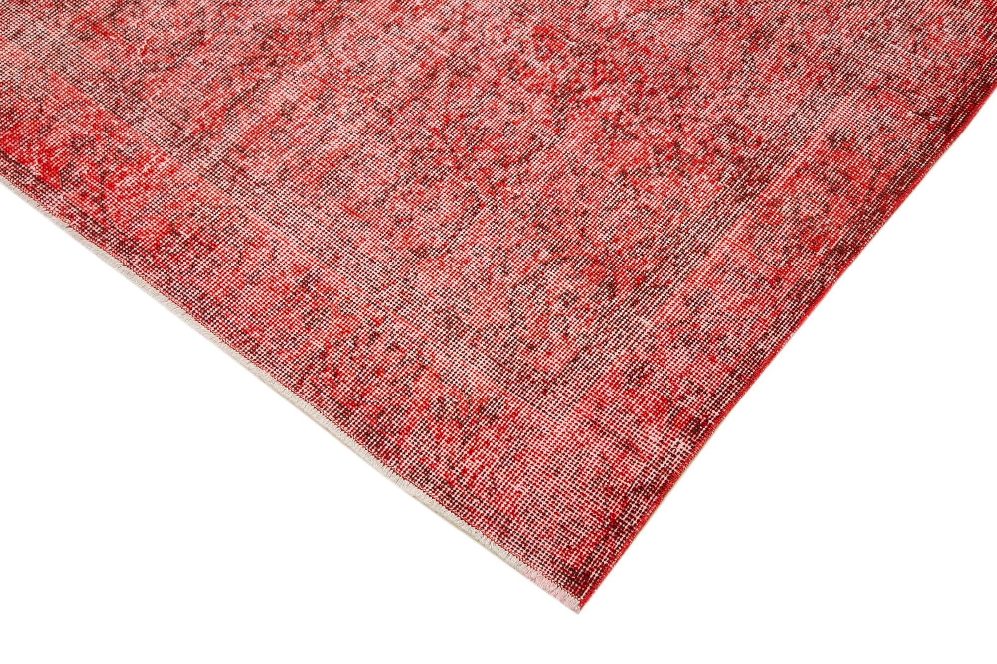 Vintage Area Rug - Handmade Wool Rug Overdyed Red Turkish Carpet 5'0''x8'8''