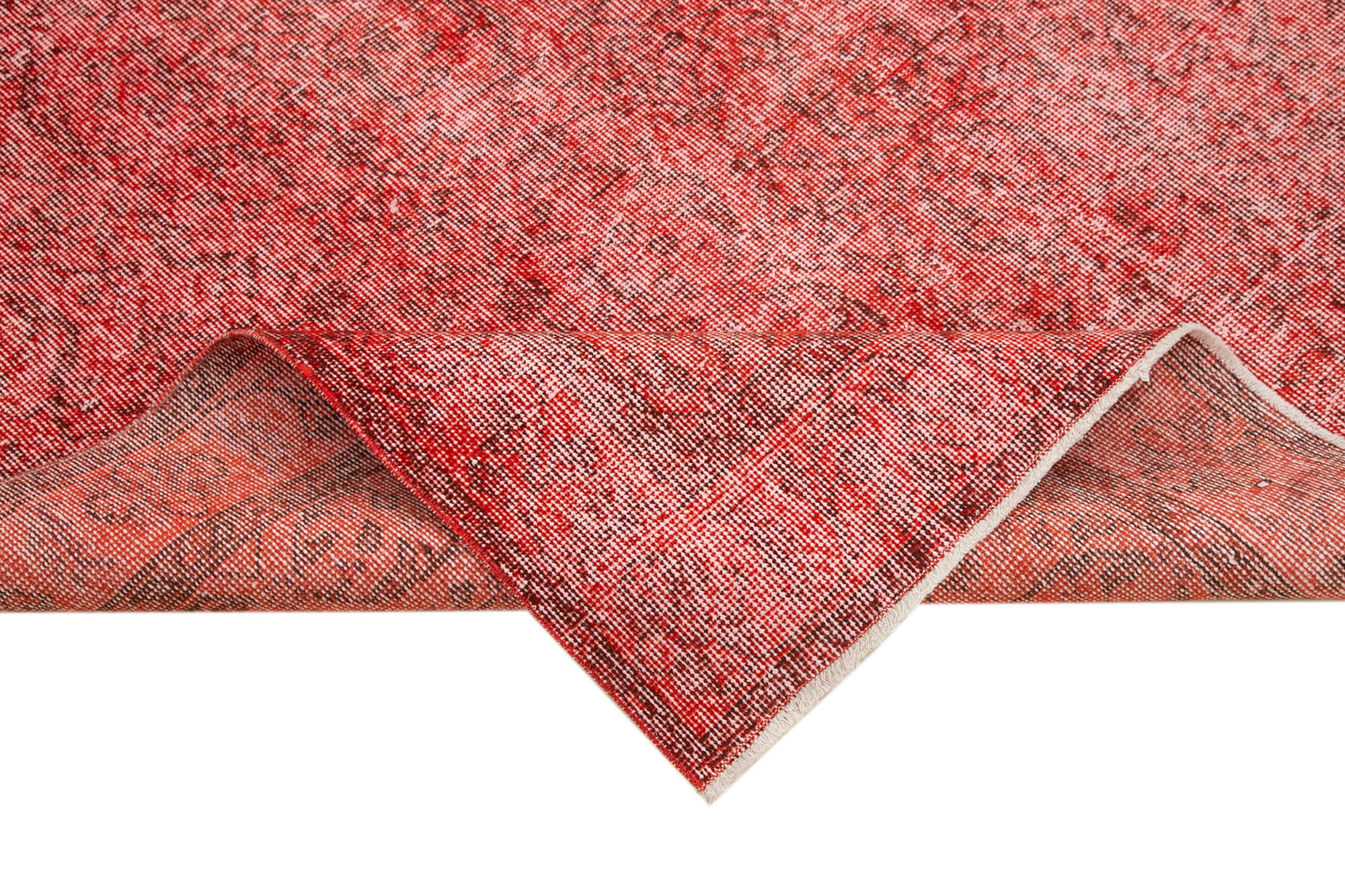 Vintage Area Rug - Handmade Wool Rug Overdyed Red Turkish Carpet 5'0''x8'8''
