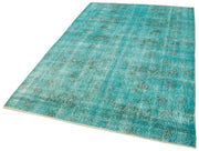 Vintage Turquoise Area Rug - Hand Woven Rug With Soft Wool Texture 4'11''x7'8''