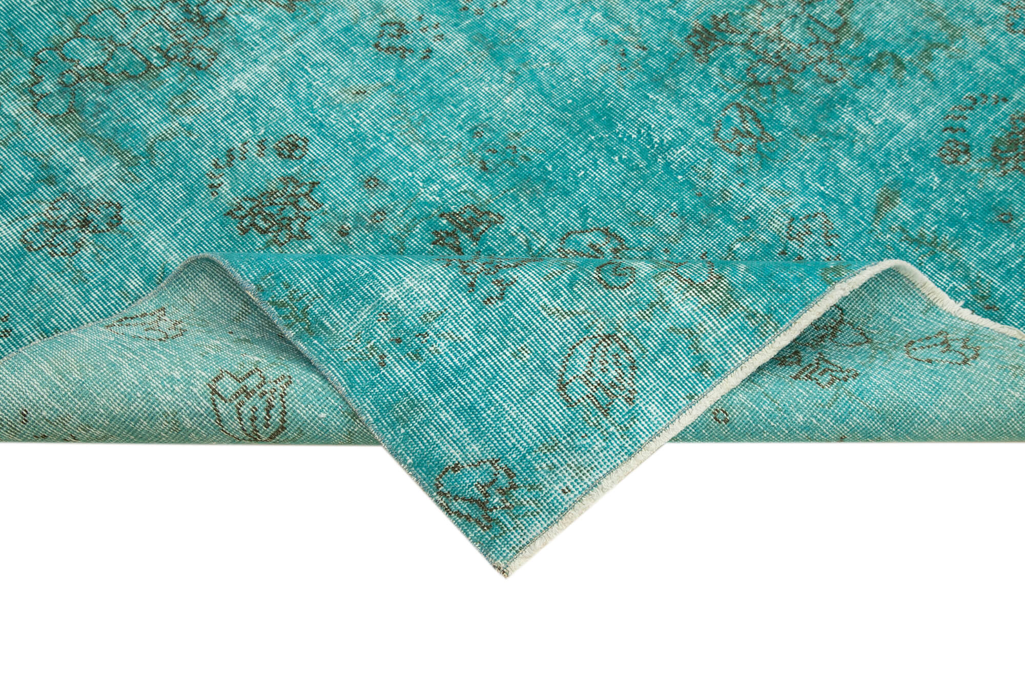 Vintage Turquoise Area Rug - Hand Woven Rug With Soft Wool Texture 4'11''x7'8''