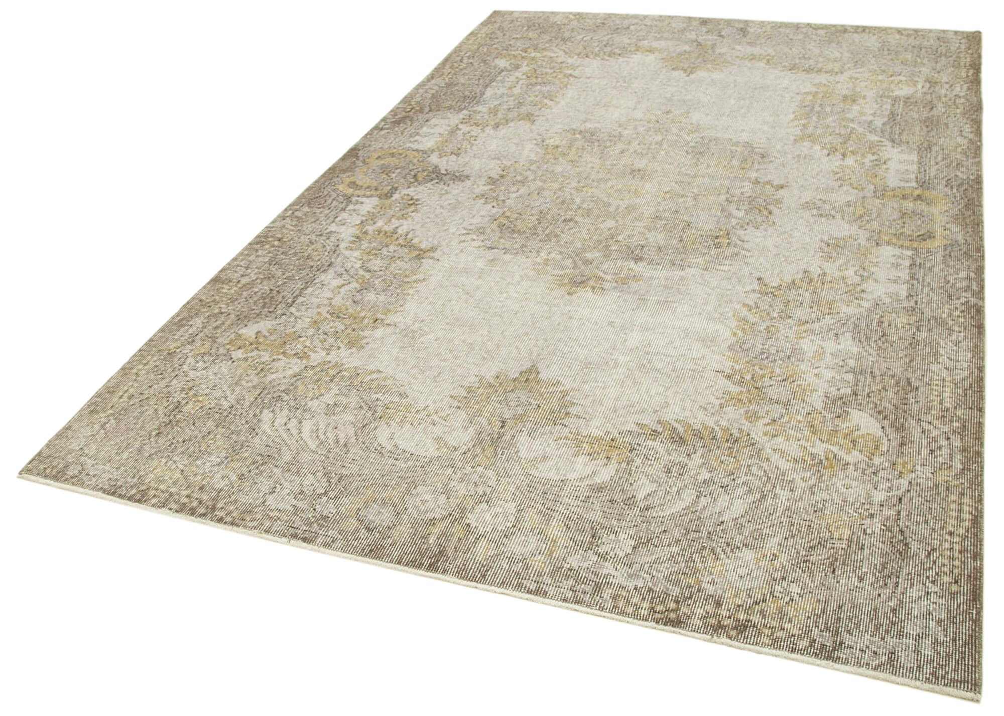 Handmade Vintage Area Rug – Overdyed Wool Rug | Grey Cotton Wool Carpet 6'x9'5''
