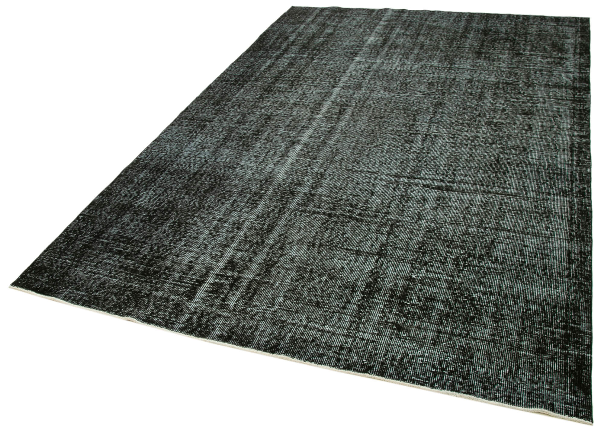 Vintage Area Rug - Handmade Wool Rug with Overdyed Black Cotton Wool Carpet 5'11''x9'5''