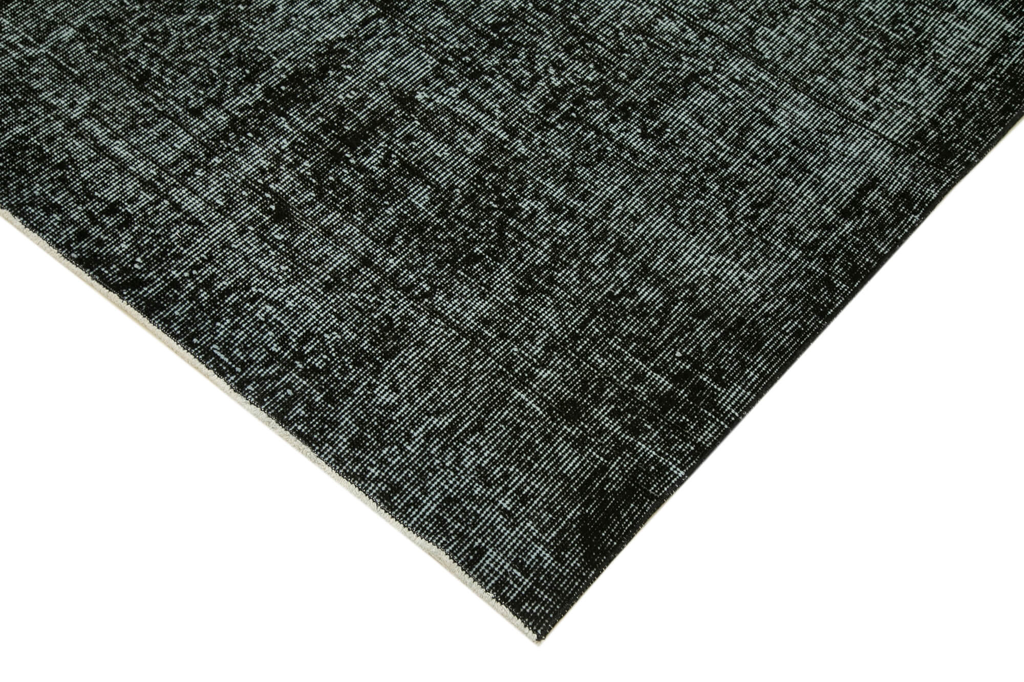 Vintage Area Rug - Handmade Wool Rug with Overdyed Black Cotton Wool Carpet 5'11''x9'5''