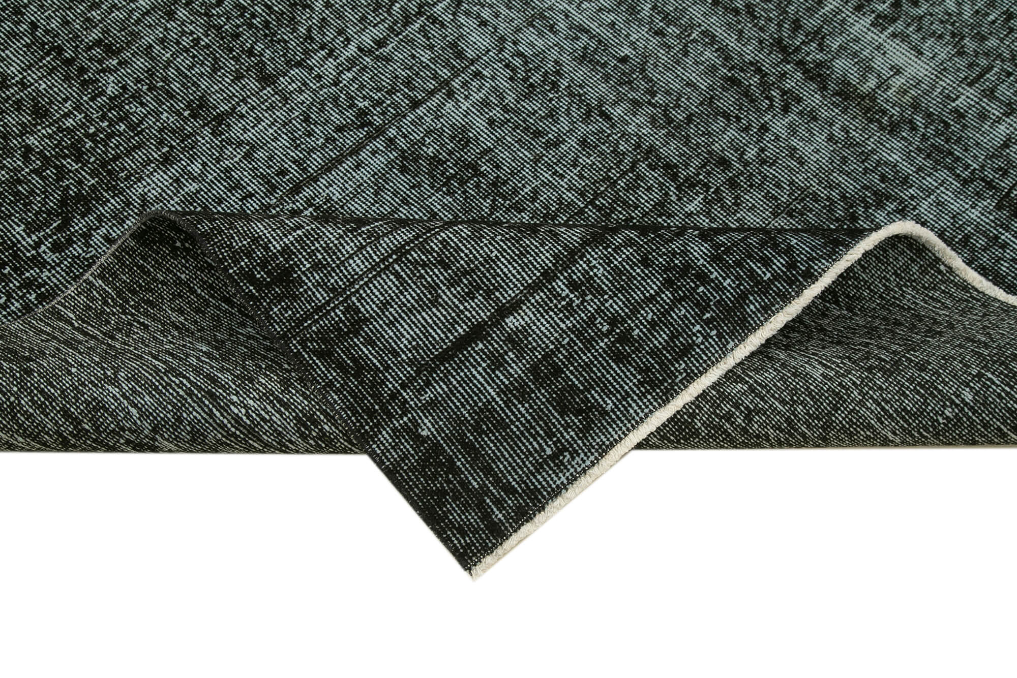Vintage Area Rug - Handmade Wool Rug with Overdyed Black Cotton Wool Carpet 5'11''x9'5''