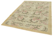 Handmade Vintage Area Rug – Overdyed Wool Rug | Cotton Wool Carpet 5'11''x8'9'' Beige