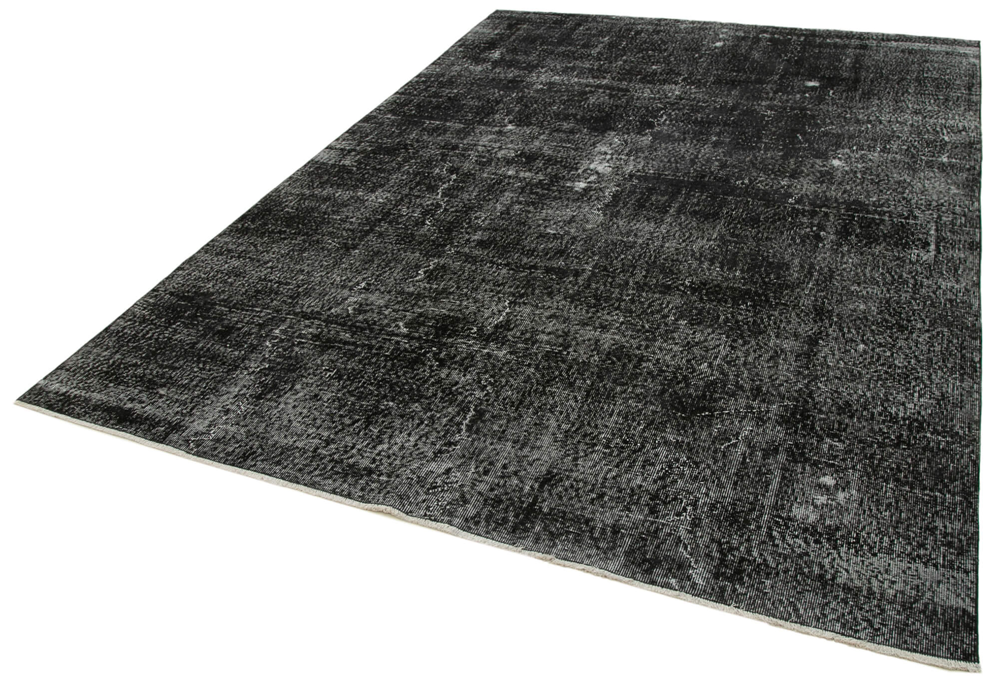 Vintage Handmade Area Rug - Overdyed Wool Rug | Black 6'11" x 9'9" Cotton Wool Carpet