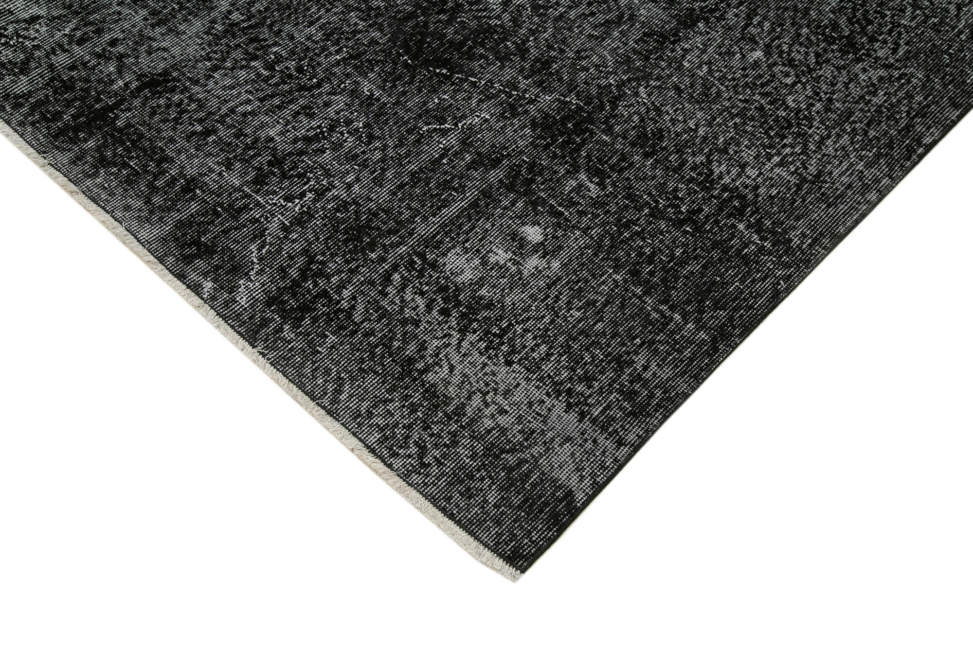 Vintage Handmade Area Rug - Overdyed Wool Rug | Black 6'11" x 9'9" Cotton Wool Carpet