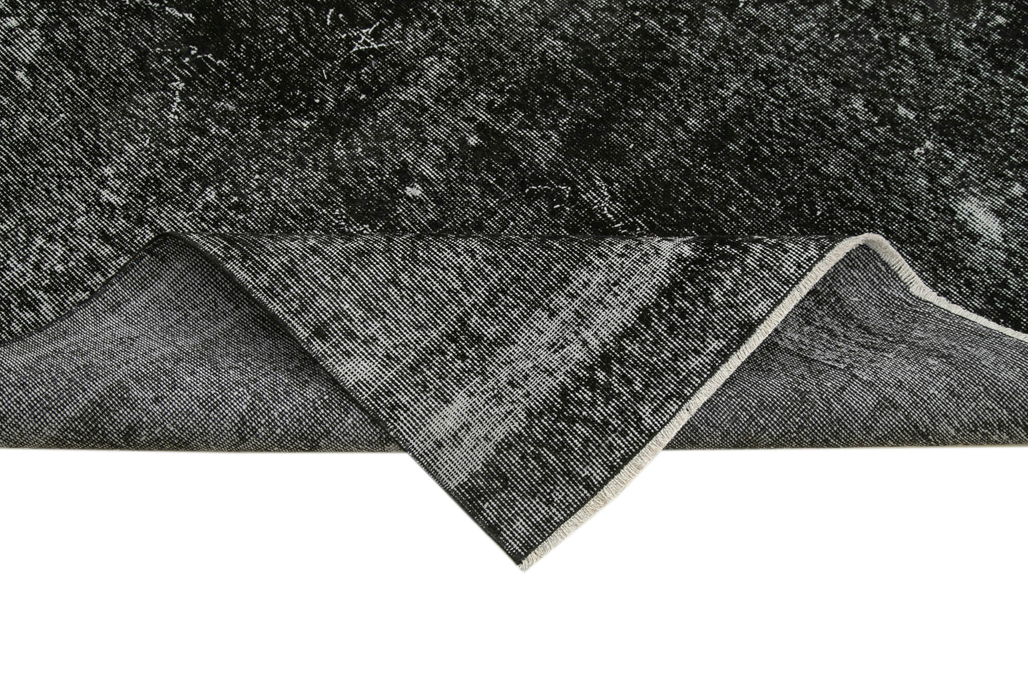 Vintage Handmade Area Rug - Overdyed Wool Rug | Black 6'11" x 9'9" Cotton Wool Carpet