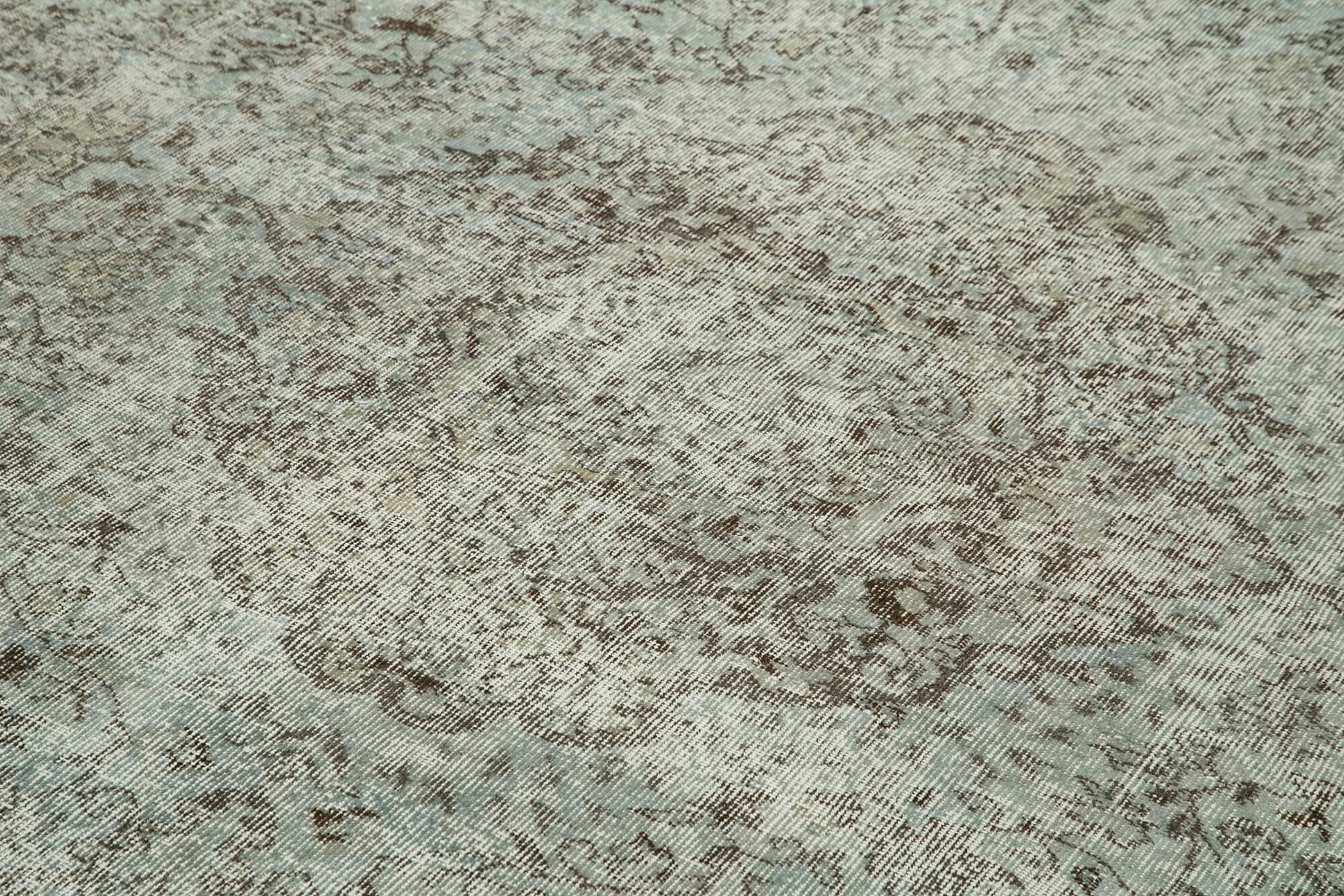 Handmade Area Rug - Overdyed Blue Vintage Cotton Wool Carpet 6'7'' x 9'7''