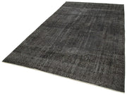 Vintage Handmade Area Rug - Overdyed Black Cotton Wool Carpet 6'3''x10'2''