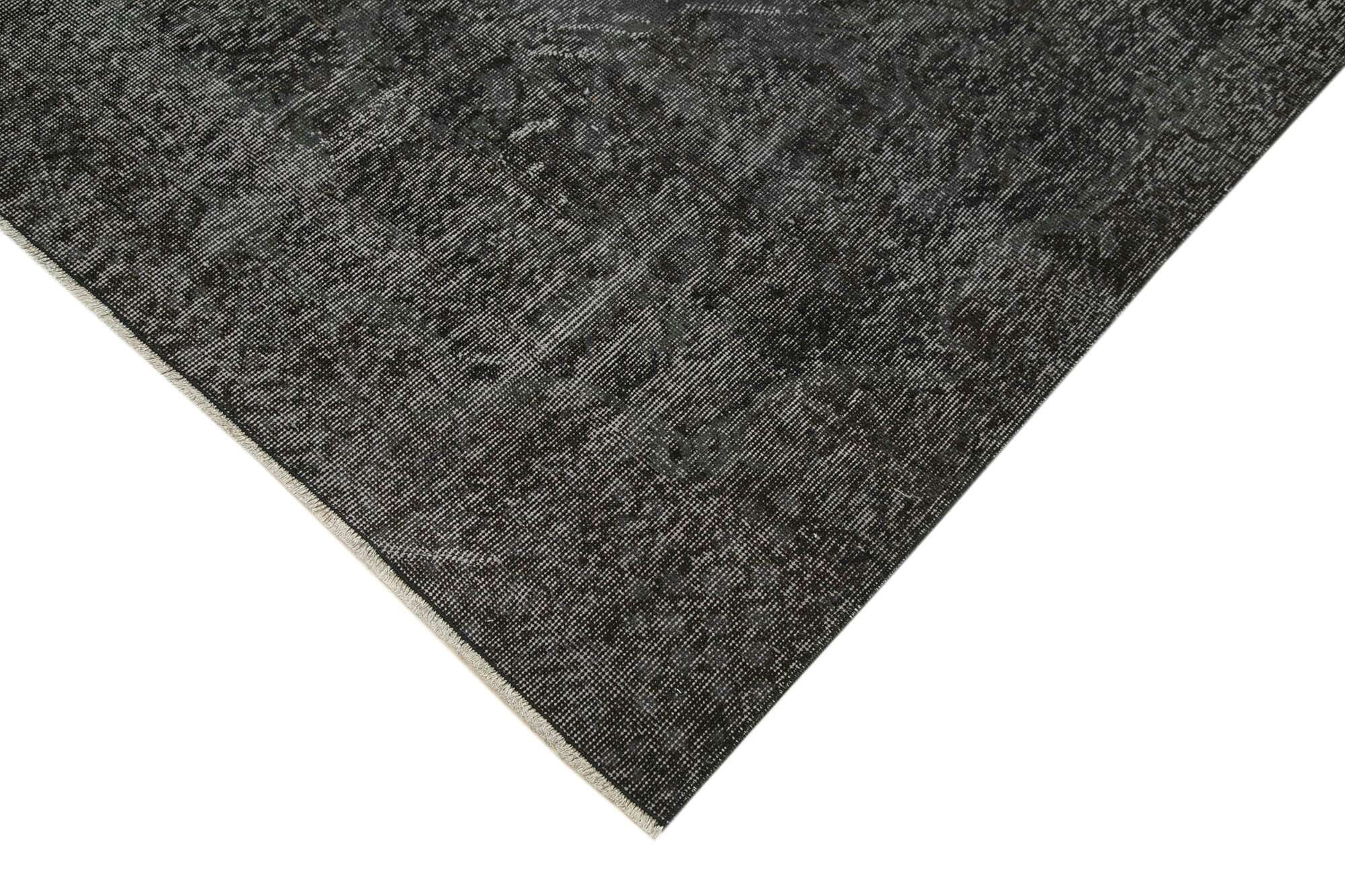 Vintage Handmade Area Rug - Overdyed Black Cotton Wool Carpet 6'3''x10'2''
