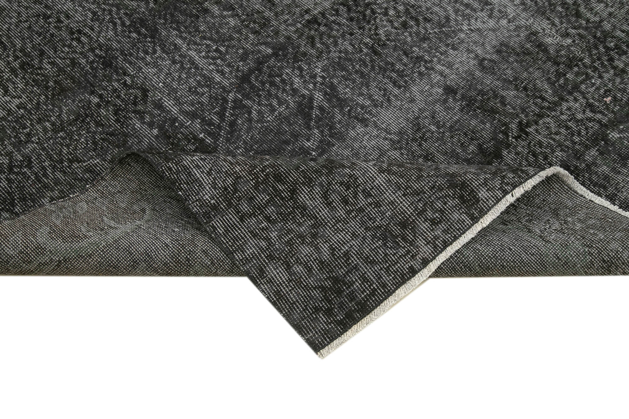 Vintage Handmade Area Rug - Overdyed Black Cotton Wool Carpet 6'3''x10'2''
