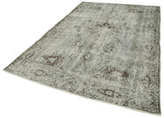 Handmade Vintage Area Rug - Overdyed Grey Wool Cotton Carpet 6'3" x 9'1"