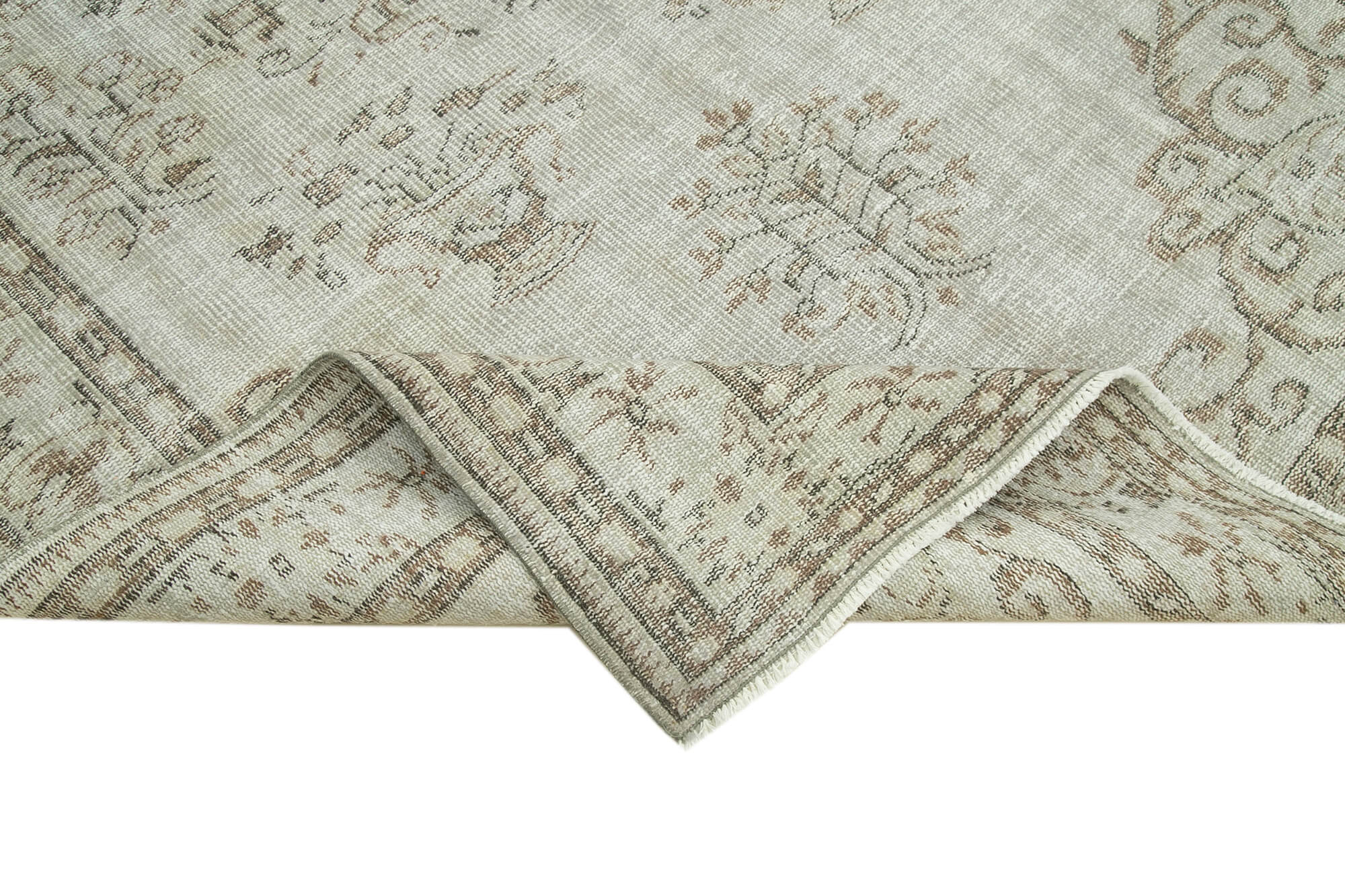 Handmade Wool Area Rug – Overdyed Grey Turkish Vintage Carpet 5'8''x9'2''