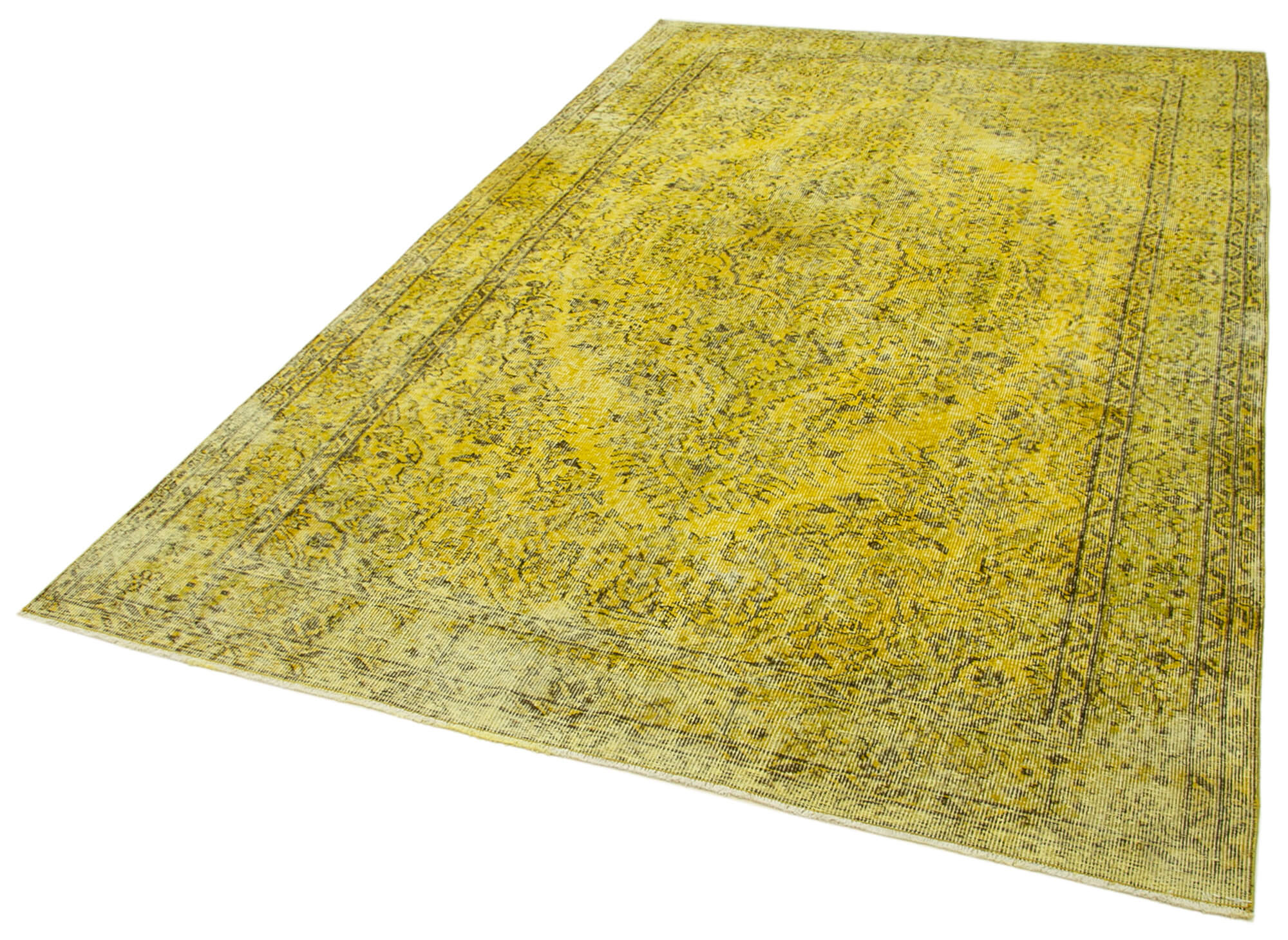 Vintage Wool Area Rug – Handmade Cotton Rug, Overdyed Vintage Carpet 5'10"x9'5"