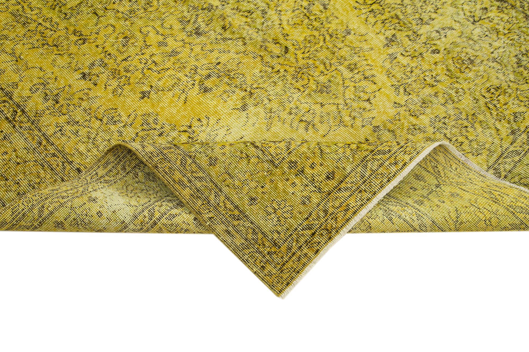 Vintage Wool Area Rug – Handmade Cotton Rug, Overdyed Vintage Carpet 5'10"x9'5"