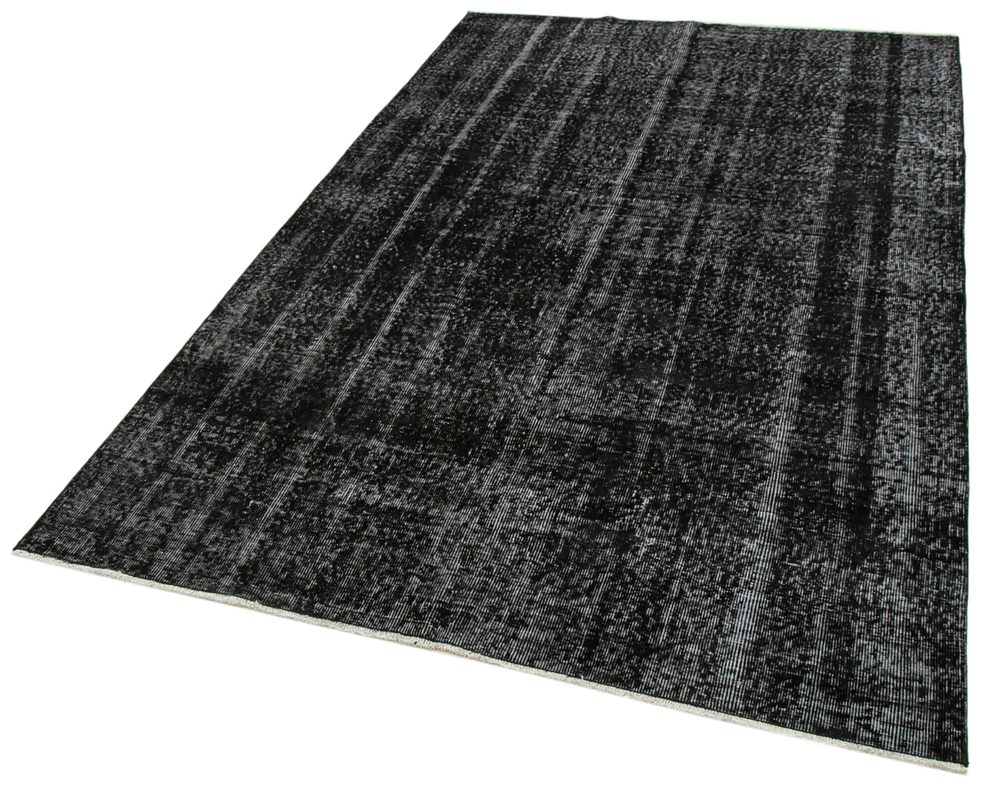 Vintage Handmade Area Rug – Overdyed Black Cotton Wool Carpet 4'9" x 7'9"