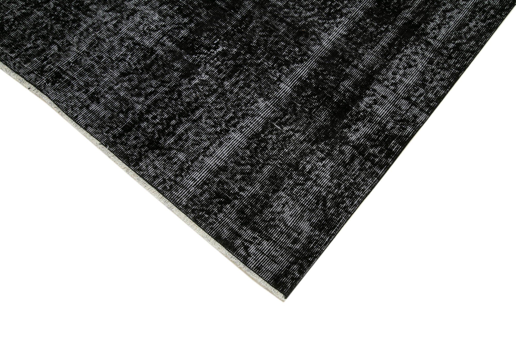 Vintage Handmade Area Rug – Overdyed Black Cotton Wool Carpet 4'9" x 7'9"