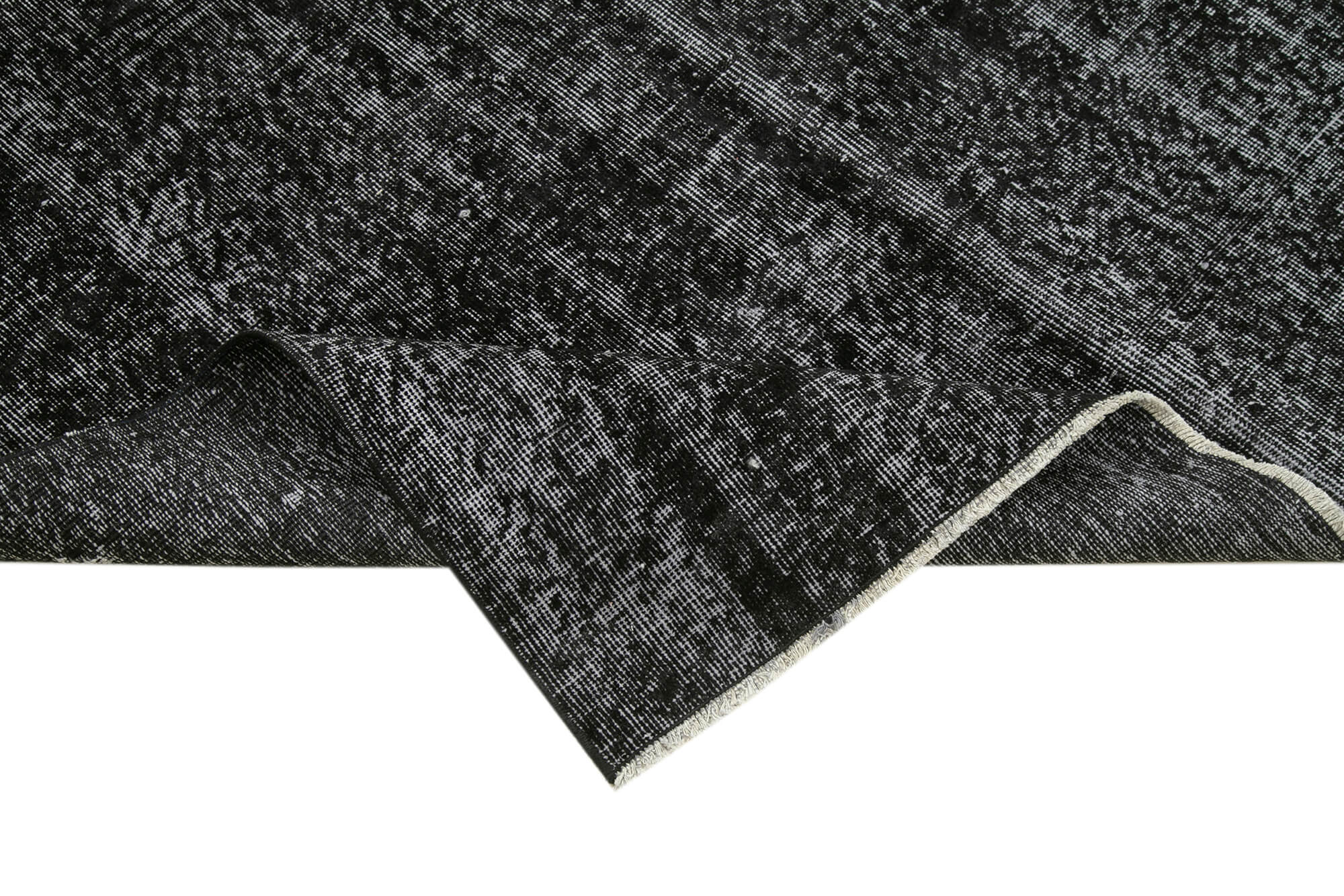 Vintage Handmade Area Rug – Overdyed Black Cotton Wool Carpet 4'9" x 7'9"