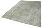 Handmade Vintage Area Rug – Overdyed Wool & Cotton, Turkish Hand Knotted Grey Rug 6'9" x 9'8"