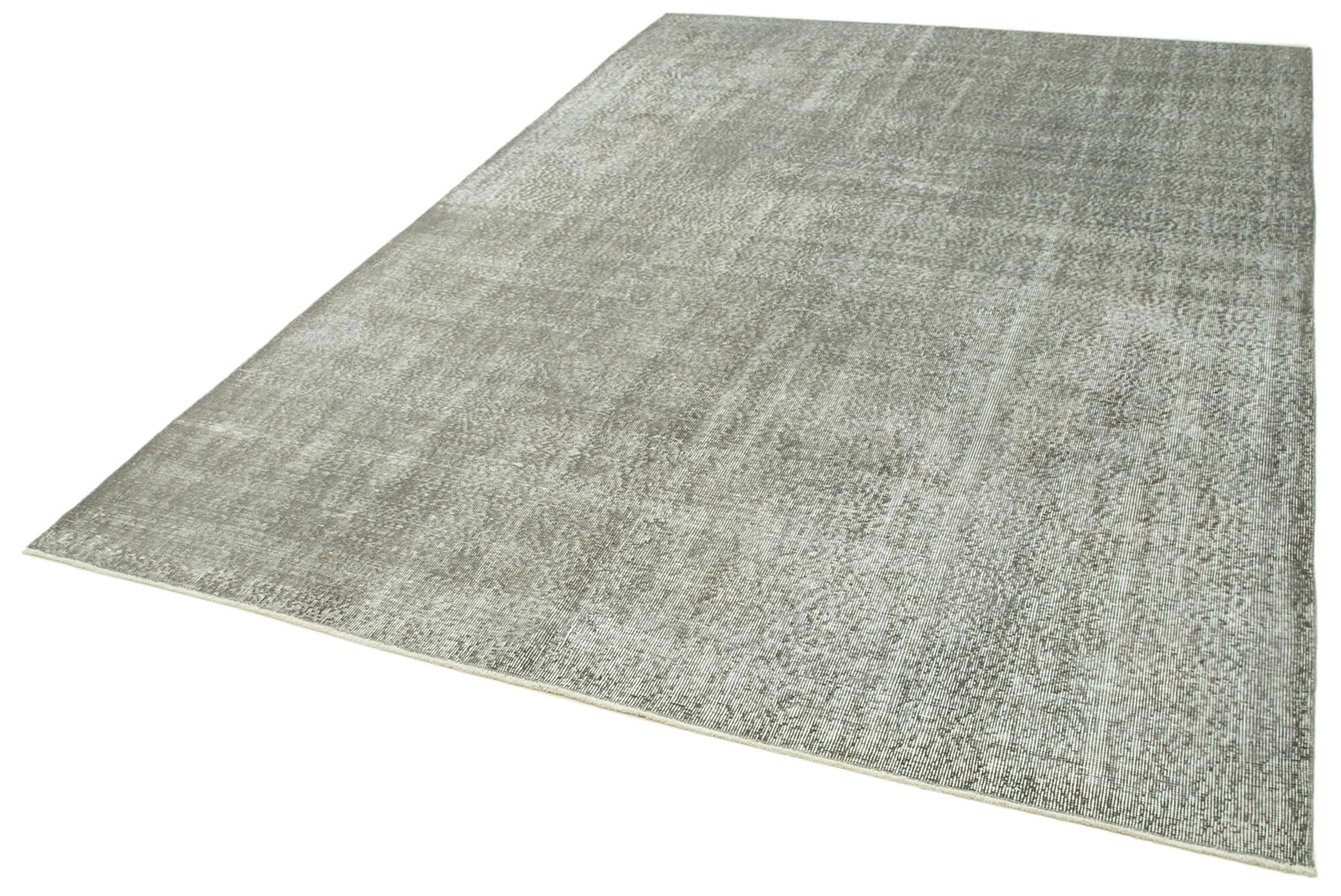 Handmade Vintage Area Rug – Overdyed Wool & Cotton, Turkish Hand Knotted Grey Rug 6'9" x 9'8"