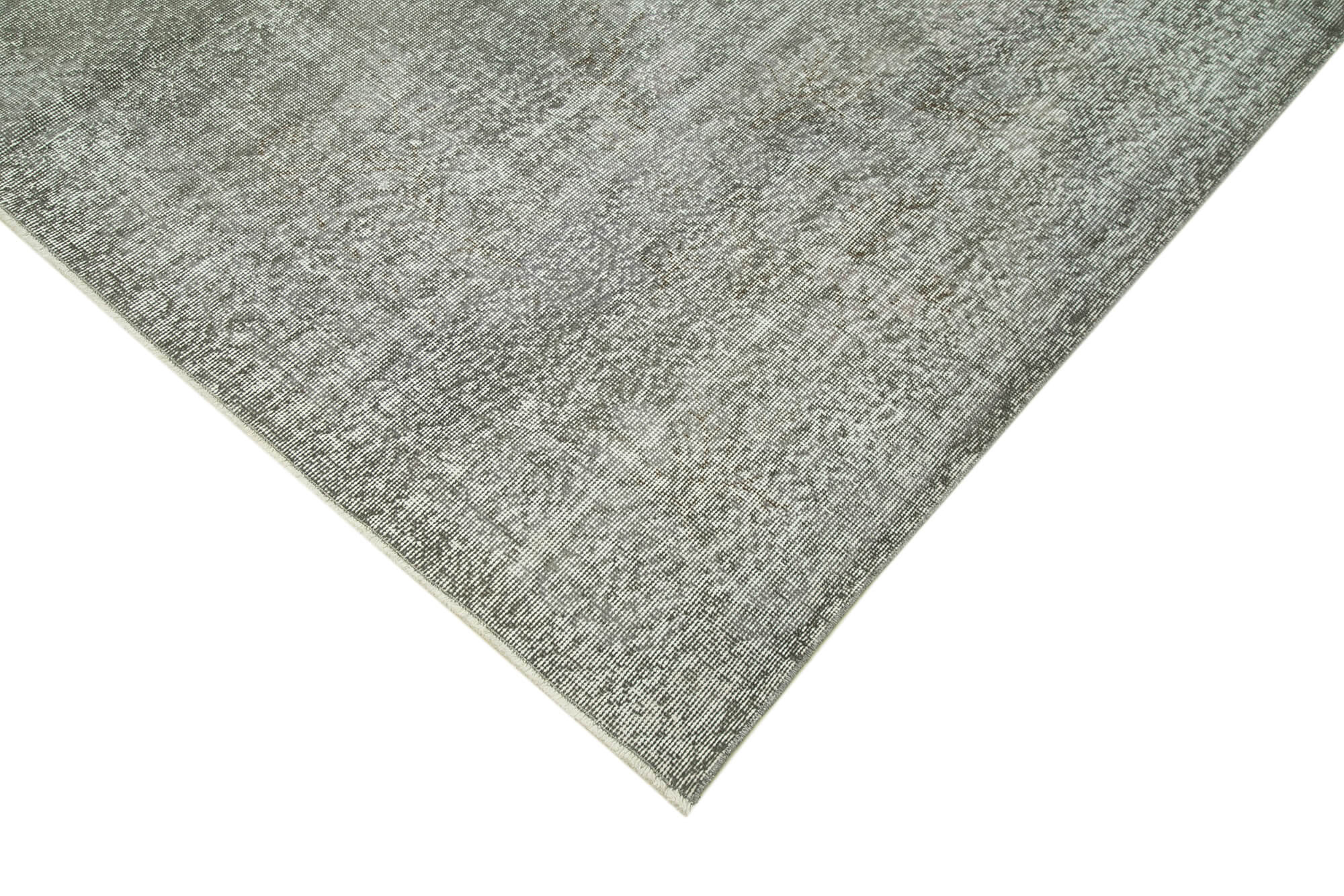 Handmade Vintage Area Rug – Overdyed Wool & Cotton, Turkish Hand Knotted Grey Rug 6'9" x 9'8"