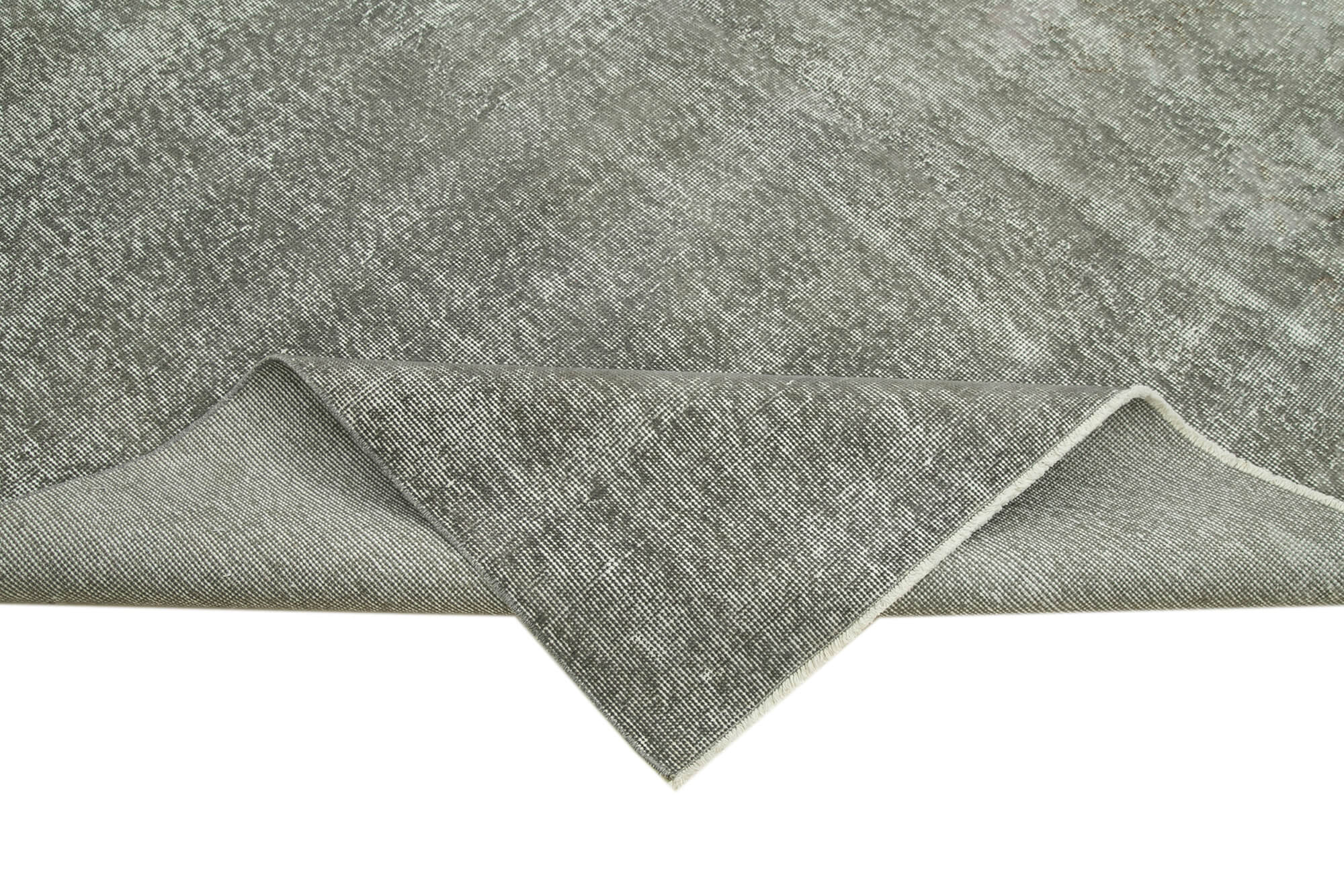 Handmade Vintage Area Rug – Overdyed Wool & Cotton, Turkish Hand Knotted Grey Rug 6'9" x 9'8"