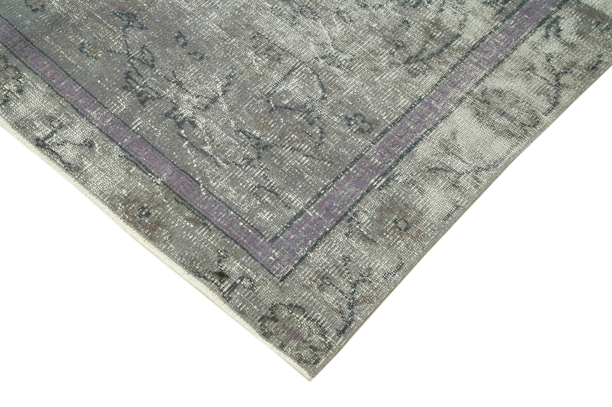 Vintage Cotton Wool Rug – Handmade Area Rug | Overdyed Grey Turkish Carpet 5'5''x9'4''