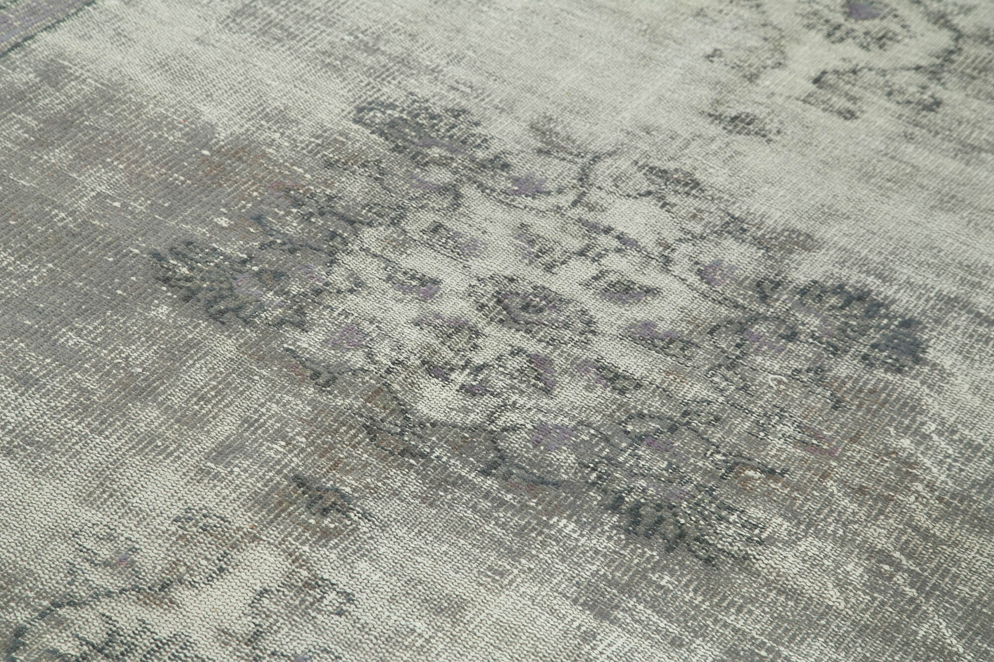 Vintage Cotton Wool Rug – Handmade Area Rug | Overdyed Grey Turkish Carpet 5'5''x9'4''