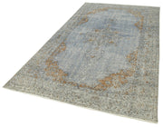 Handmade Vintage Area Rug – Overdyed Wool Rug Grey 5'0'' x 8'11'' Classic Living Room
